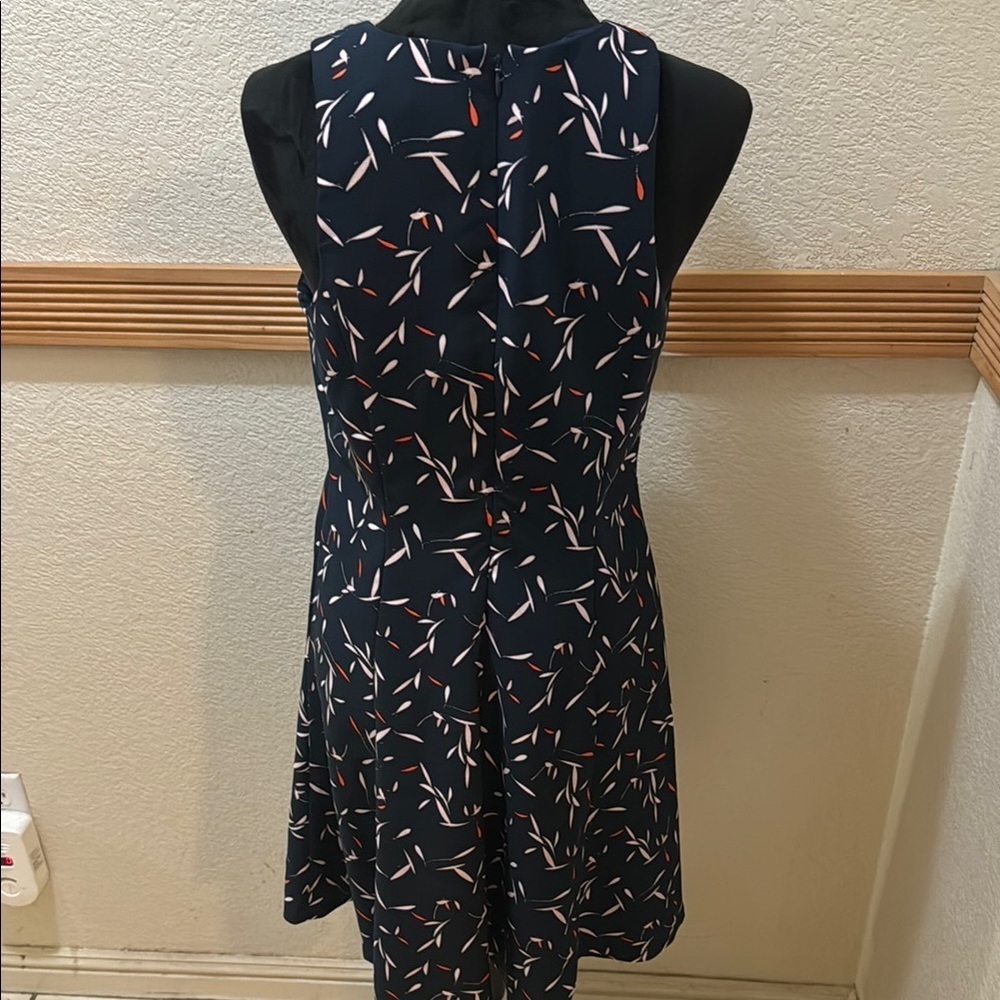 Banana Republic Navy Patterned Midi Dress Size 8 - Picture 6 of 9